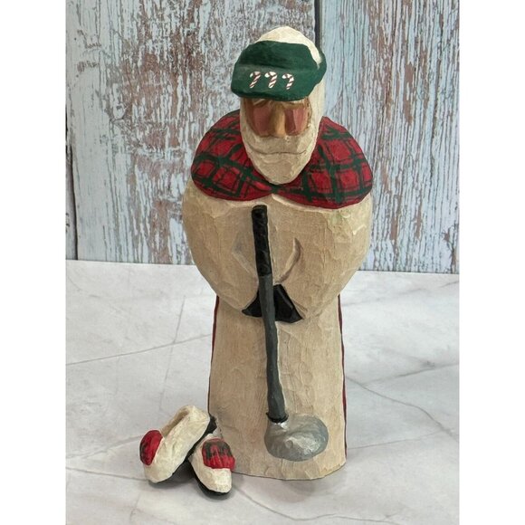 MacDonald Claus 1997 Carved Wood Scottish Golfer Figurine Scotland Signed Artist - Picture 5 of 10